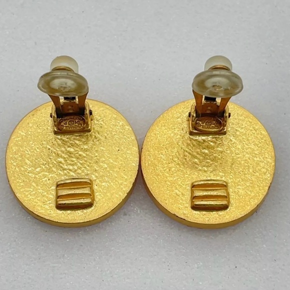 Chanel Gold & Red Enamel Earrings - Picture 5 of 7